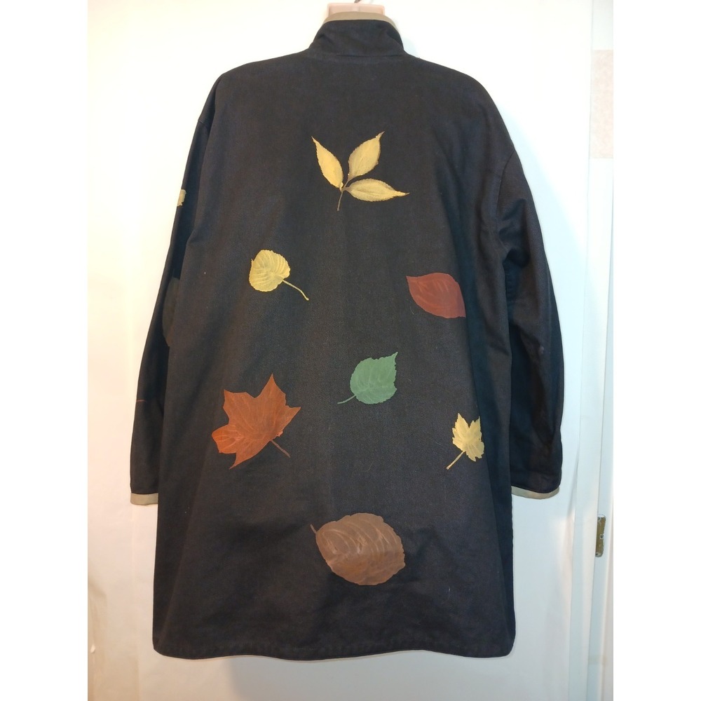 Vintage Hand Painted Art To Wear Black Cotton Jacket Toggle Gloria Artiguez D143 - Picture 10 of 10